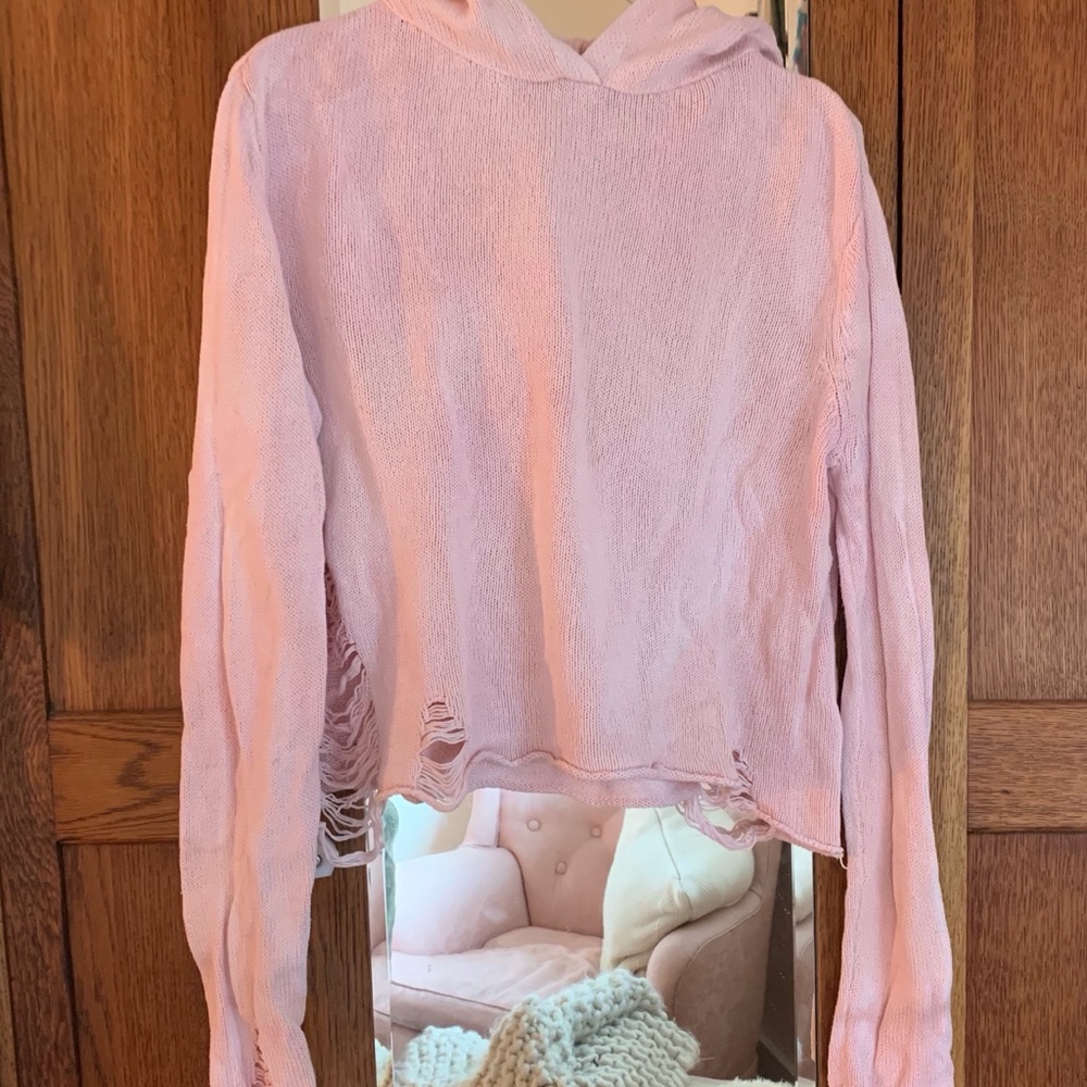 H&M [divided] distressed knit hooded sweater